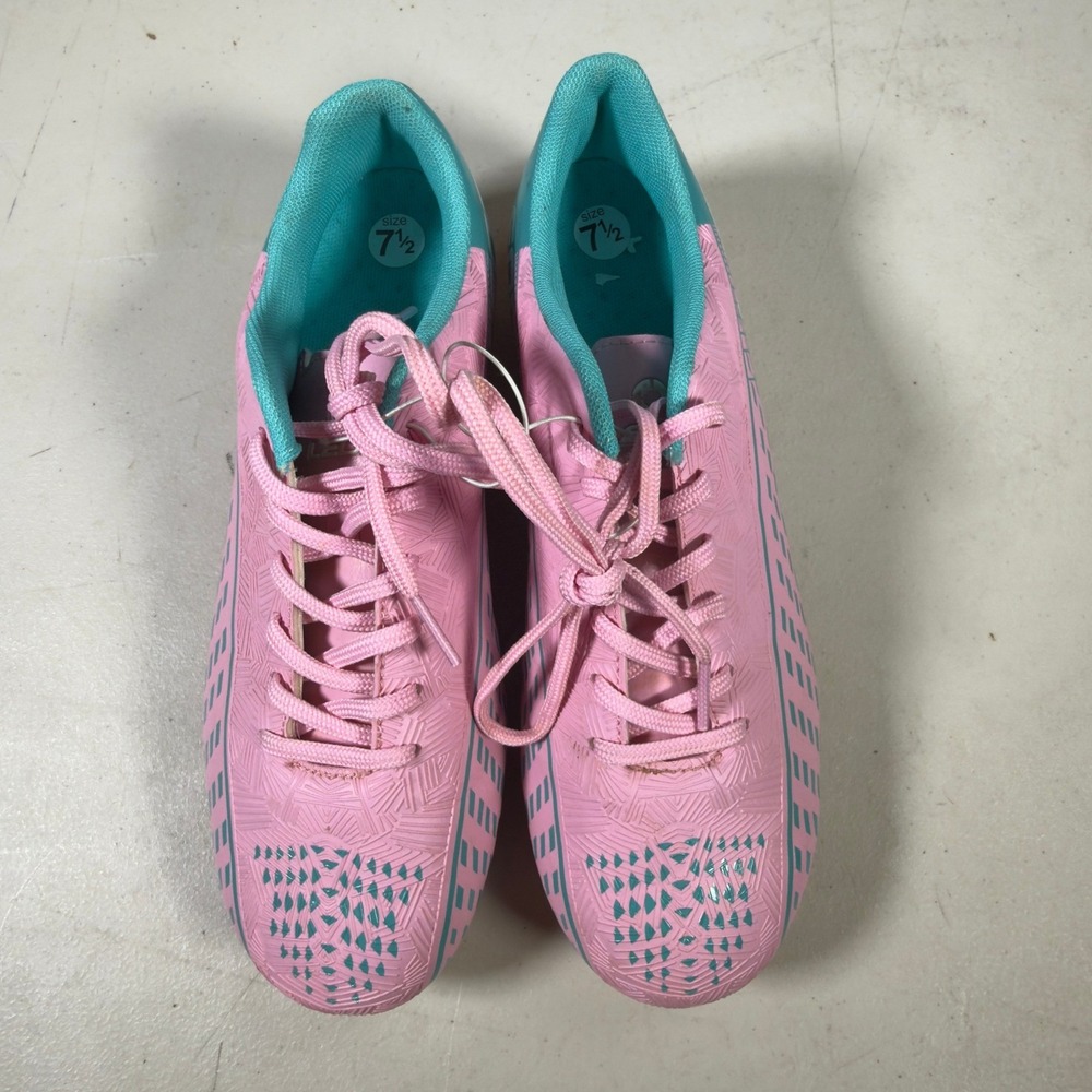 LEOCI Soccer‎ Cleats Size 7.5 Pink Turquoise Football Shoes